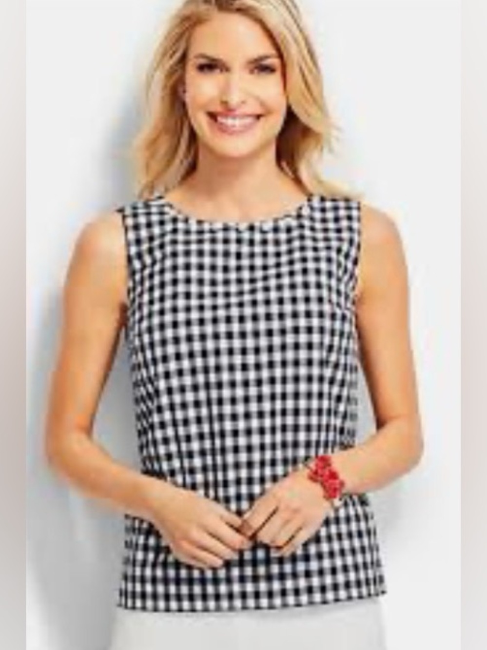 Talbots Gingham Sleeve Less Top